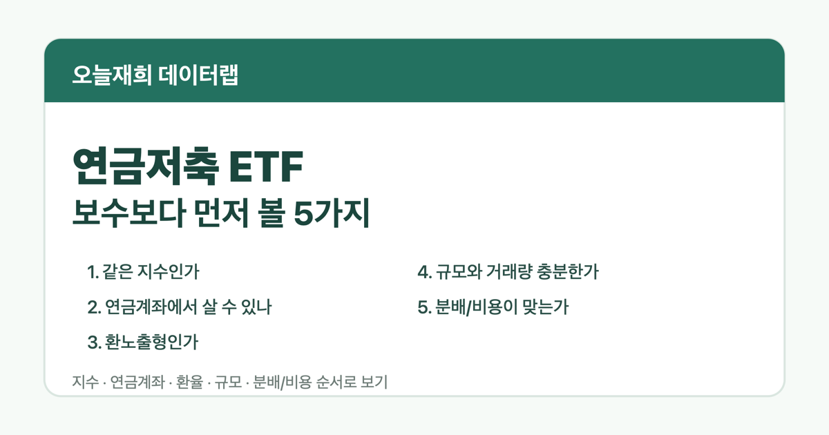 연금저축 ETF 보수보다 먼저 볼 5가지 - 오늘재희 데이터랩